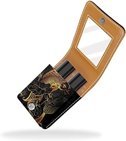 Златен Шаран Li pstick Органайзер с Огледало Кутия За Съхранение на Червило Чанта За Носене