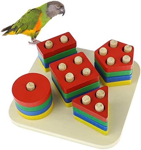 Играчка-Пъзел с Попугайным Блок Knchy, Играчка за Сортиране и Подреждане на Дървени Птици е Забавна Играчка За Обучение Жеванию, Играчки