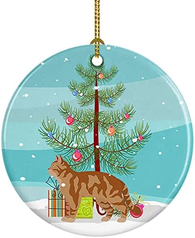 Carolin's Treasures CK4557CO1 Американската Жесткошерстная Котка №2, Керамично Украса с Коледа, Украси за Коледната Елха, Подвесное