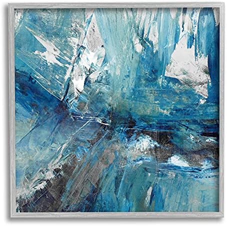 Абстрактна Смел композиция в стила на Живо синя боя Stupell Industries, разработена Сара Стокстилл, Стенно изкуство в сивата рамка,
