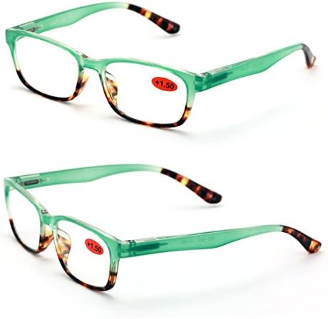 2 Чифта Стилни Класически Правоъгълни Очила За четене С кутия пролетта панти Женски Прозрачни Очила за четене в черепаховой рамки