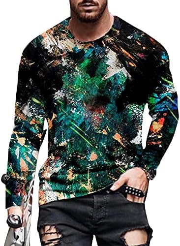 BEIBEIA/ Мъжки Ежедневни Блузи с дълъг ръкав и 3D Принтом, Модерен Пуловер с кръгло деколте, Риза, Есенно-Зимна Тениска с Графити,