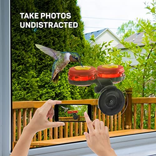 Преносими хранилки за колибри (опаковка от 2) Малка стъклена фидер колибри с прозорец на присоске - Поставка за мини-хранилки, Преносими или