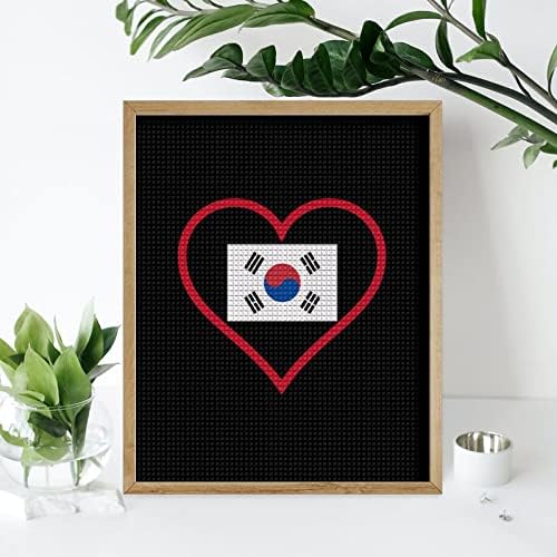 I Love South_Korea Червено Сърце Диамантена Живопис Комплект Художествени Картини САМ Пълна Тренировка Аксесоари за Дома, Подарък за Възрастни,