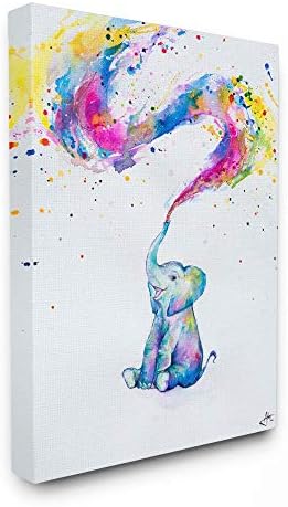Stupell Industries Цветна Абстрактна Живопис, Акварел с изображение на Животно Слон, Дизайн на художника Марк Allante Wall Art, 24 x