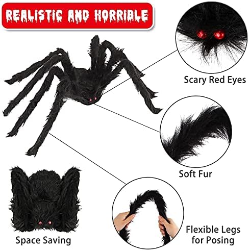 LOVKIZ Украса с Гигантски паяк на Хелоуин (3 опаковки), Реалистичен Подпори с Паяк на Хелоуин, Фалшиви Комплекти на Страшни