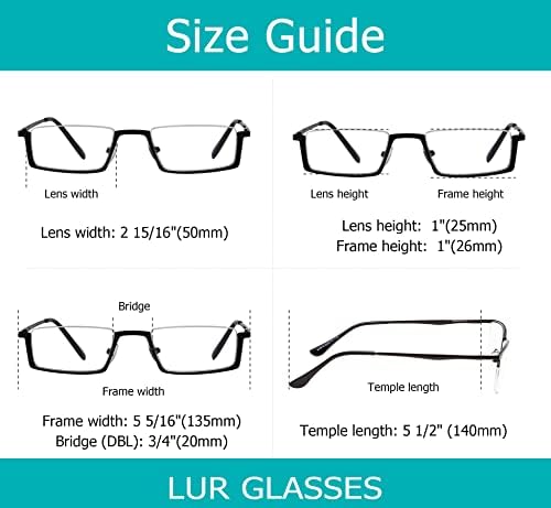 LUR 3 опаковки на метални очила за четене в полуободке + 3 опаковки очила за четене без полуободки (само 6 двойки ридеров + 2,00)