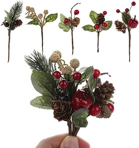 Коледни Клони Firlar Коледа Mini Berry, 20 Опаковки Изкуствени Плодове Падуба, Червени горски Плодове, Флорални Декорации за Коледни Венци,