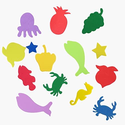 Ercadio 100 + Мини-Самозалепващи Етикети от пяна EVA Океанските Морски Същества Плодове с Различни Цветове Полистирен Етикети Самозалепващи