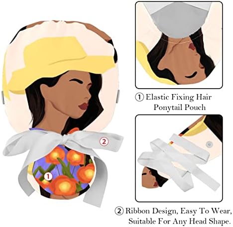2 Опаковане на Работни шапки за еднократна употреба с Пуговицей и Тренировъчната лента, Регулируеми Начесанные Шапки-Пилинг с