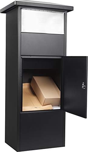 Winbest стоманена самостоятелен етаж пощенска кутия с голям мек дупка, плик за заключване, с отделение за колети, черен