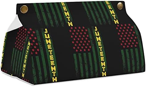 FunnyStar на Деветнадесети Юни Американски Флаг ПУ Тъканно Чанта Преносима Кутия За Салфетки Калъф с Модерен Калъф За Съхранение за