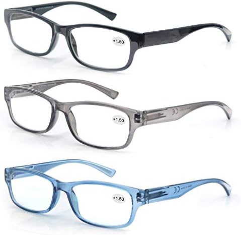 MODFANS 3 Опаковката Пластмасова Рамка Извити Линия Очила За Четене Винтажное Качеството на Комфорт за Мъже и Жени + 1,50