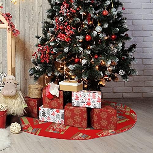 Каране на Ролери Ретро Коледно Дърво Пола Мек Плюш Червен Вътрешен за Коледно Парти Празнична Украса На Закрито и На Открито