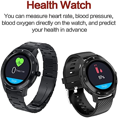 Смарт часовници за по-възрастните хора в извънредни ситуации, IP68 Водоустойчив Bluetooth-Кръгли умни часовници с сърдечния ритъм,