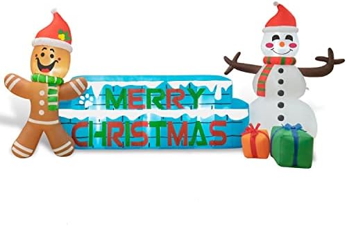 Коледни надуваеми играчки Rocinha 9 фута, Весел Коледен Надуваем Снежен човек, Надуваем Човечето Човече, Коледни Декорации за Двор със вградени