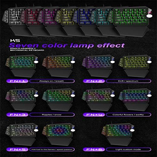Преносима Игрова Механична клавиатура Delarsy за една ръка С кабелна RGB led подсветка (K5 Pro) HN3
