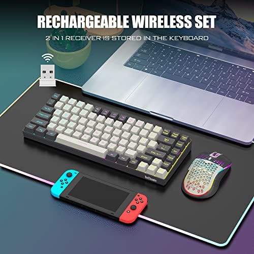 Комбинирана безжична клавиатура и мишка RedThunder K84, акумулаторна батерия с RGB подсветка, 75% от подредбата на 84 комбинации, Ультракомпактная