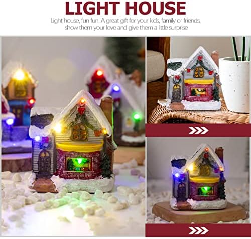 NUOBESTY на Коледно Осветление на Дома си Коледна Сцена От Смола Селски Къщи Град Зимна Снежна Село с led подсветка На Батерии