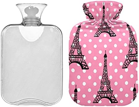 Бутилка за гореща вода, с капак на Париж-Айфеловата Кула Розова Чанта за Топла Вода за Облекчаване на Болката, Жени, Момичета,