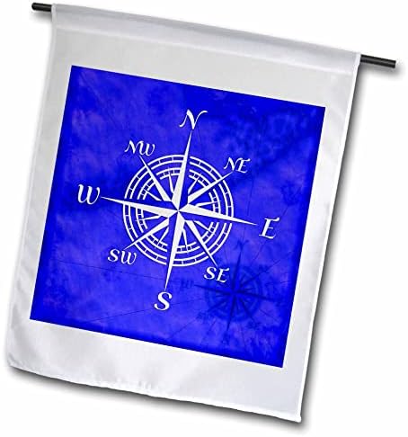 3dRose Класически бял морски компас с розов дизайн за плаване за моряците. - Знамена (fl_352667_2)