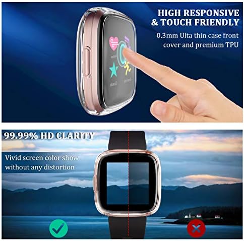 Maledan е Съвместим с защитен калъф за екрана Fitbit Versa 2, 3 опаковки от Прозрачно ултра-тънък Пълно Защитно своята практика, Устойчиво