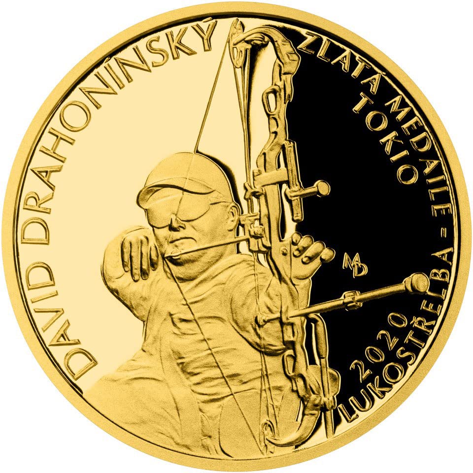 Модерна възпоменателна монета PowerCoin Дейвид Драхонински на Параолимпийските игри в Токио 2021 Златна монета с тегло ¼ Унция