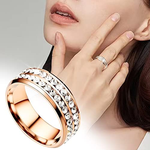 2023 Нов Пръстен с двоен диамант От Титанов са се превърнали В Корейски Стил, Модерно диамантен Пръстен От Неръждаема Стомана,