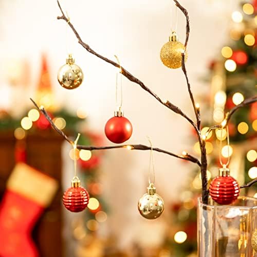 Валери Мадлин 24 карата 40 мм Традиционните Червено и Златно Коледна Топка Декорация Декор, Нечупливи Малки Коледни Орнаменти