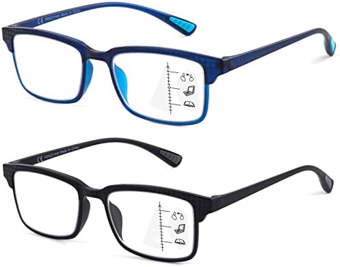 CARA 2 Комплекта Прогресивно многофокусных Очила за четене, Гъвкава, лека дограма TR90, Принудителна Синя светлина, Компютърни