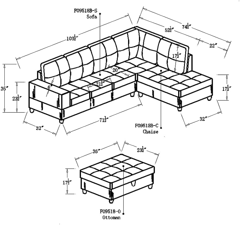 Секционни диван Paranovo Sofa, Модерен L-Образен диван с пуфиком за съхранение на вещи и Две Възглавници, Диванный слушалки