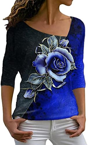 NOKMOPO, сладки ризи за жени, модни и ежедневни hoody с качулка и наклонени яка, риза с дълги ръкави и принтом рози, топ