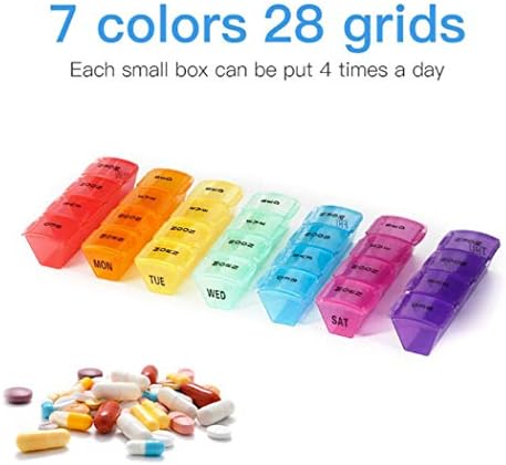 Цветна кутия за хапчета Hoshen, Кутия за хапчета за една седмица, четири Напомняне в деня, Кръгла Преносима кутия с 28 офиса, Розова