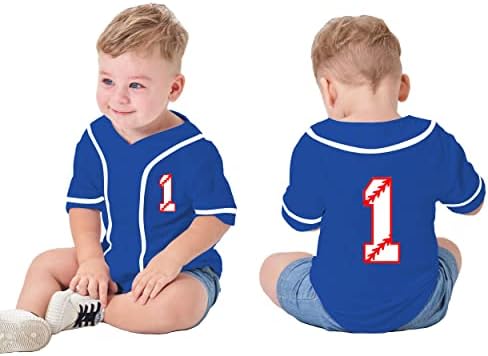 Бейзболна риза на 1-ви Рожден ден на малките момчета, Облекла за Служители на възраст Една година, Подарък За Парти, Къса Тениска