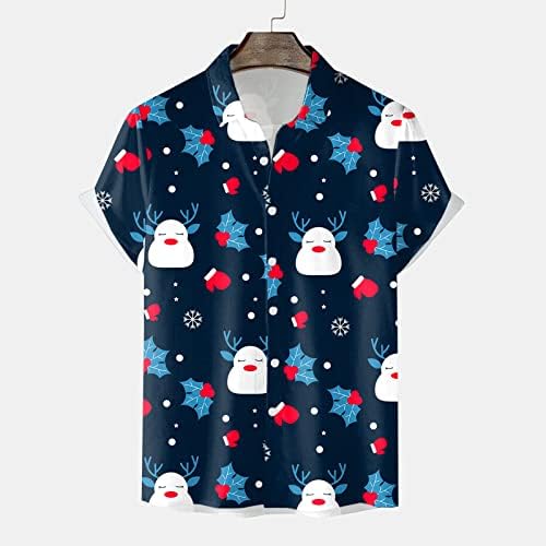 DSODAN Мъжки Коледни Ризи с копчета и Къс ръкав, Забавно 3D Графична Ежедневни Хавайска Риза, Риза за Боулинг на Коледно парти