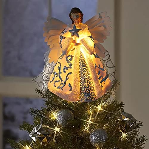 Топка-Topper 3D Смола Коледен Ангел Окачване Led Лампа Ангел Окачване Кукла Малък Ангел, Коледно Дърво Окачване Коледна Украса за