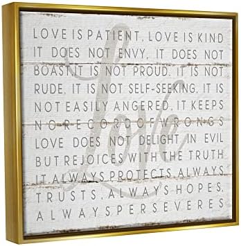 Колекция аксесоари за дома Stupell Love Is Patient монтиран на стената за рисуване върху платно, Сив на цвят на бяла обшивке,