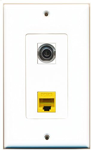 RiteAV - 1 Порт 3.5 мм 1 Порт Cat6 Ethernet Жълти Декоративни Стенни плоча - Стена в комплекта