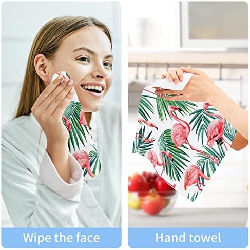 Комплект кърпички за миене на съдове ALAZA Green Leave Розов Flamingo - Опаковка от 6 Памучни Кърпички за лице, е добре Абсорбиращи