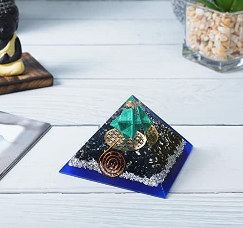Черен Турмалин, 7 цвята Оникс (Набор от 7) Каменна Пирамидка от Оргона с Символът на Цветето на Живота, за да Кристал Рейки,