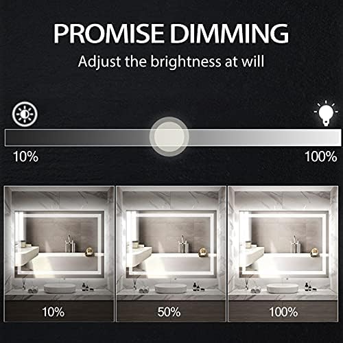 Огледало за баня Butylux 36x28 инча с led подсветка и защита от замъгляване, Монтиране на Тоалетен огледало с интелигентни чувствителни