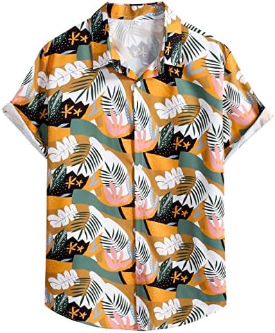 2023 Нова Мъжка Тениска с Гавайским Принтом, Приморски Плаж, Тениска с Ревера и Бутони, Риза С Къс Ръкав, Модни и Ежедневни Мъжки