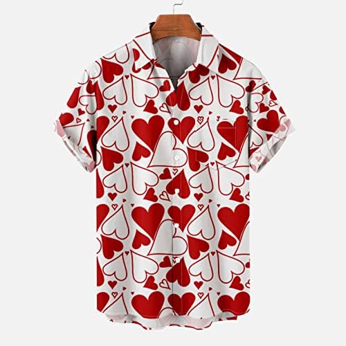 Мъжки Хавайски Ризи на Свети Валентин С Къс ръкав и Джоб Копчета Алоха, Плажна Риза С Принтом, Риза за Боулинг и Копчета