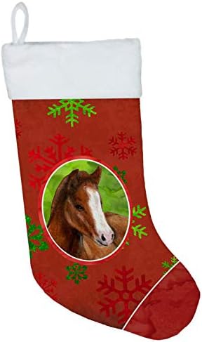 Carolin's Treasures SB3120-CS един конете Конче Червени Снежинки Празничен Коледен Чорапи, Чорапи за висящи пред Камината,