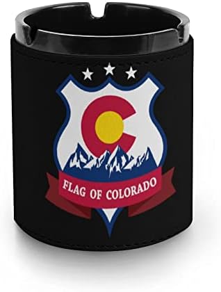 Флаг Колорадо Забавно Пепелник От Изкуствена Кожа, Цигари, Държач за Пури, Пепелник за Домашния Офис, Украса Кола