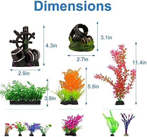 Украса за вашия аквариум ДЖИН Изкуствени Пластмасови Растения Комплект от 12 Предмети, Подходящи за дома и офиса Декоративни Аксесоари