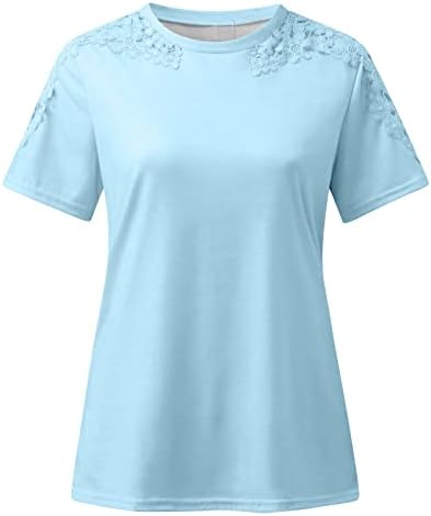 Тениска за момичета, Дантелени Блузи С кръгло деколте, Риза-Бюстие, Тениски С Къс ръкав И Цветна деколте На Раменете CR