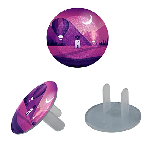 Капачки за ключове 24 Бр., Защита за контакти Windmill Night Purple, Кръгли Пластмасови Капачки с 2 Клипса за електрически Контакти,