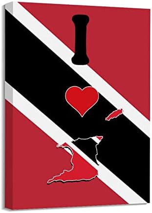 Флаг на Тринидад И Тобаго Отпечатъци Обичам Страната Си, Тринидад И Тобаго Стенни Живопис с маслени Бои Върху Платно В Дървена Рамка