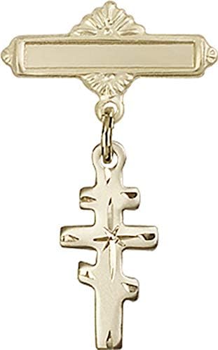 Детски икона Jewels Мания за окачване под формата на гръцки кръст-Ортодокса и полирани игла за иконата | Детски икона от 14-каратово злато